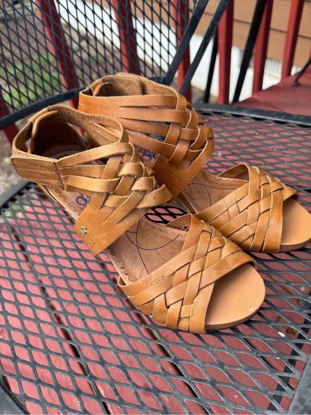 Indigo by Clark’s LeatherWoven Brown Sandals Espadrille’s Size 6.5 Med.